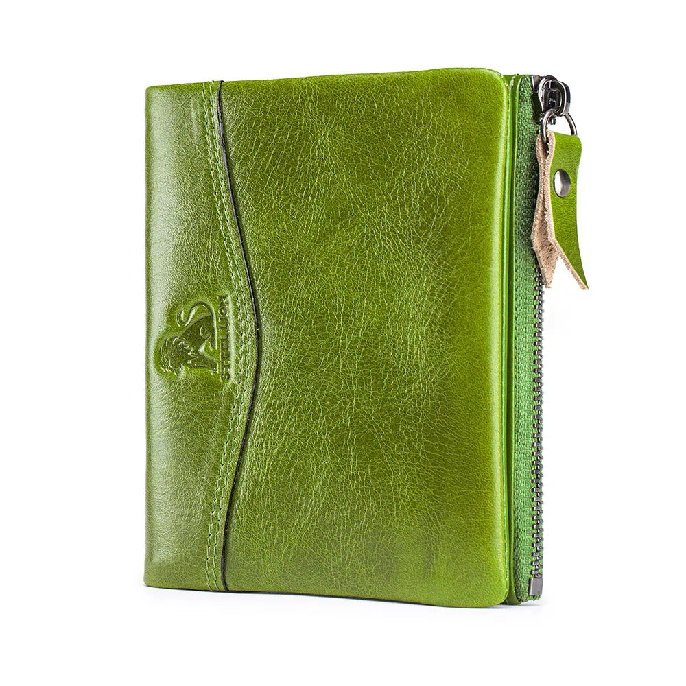 New Cow Leather Men's Wallet RFID Short Card Holder Male Vintage Purse For Men