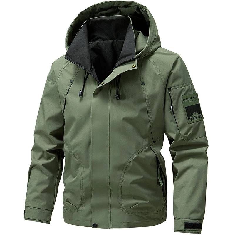 Outdoor Men Casual Outdoor Jacket Coats Man Windproof Sport Jackets Man Cargo Camp Fish Jackets Male Hooded Tactical Jackets 5XL