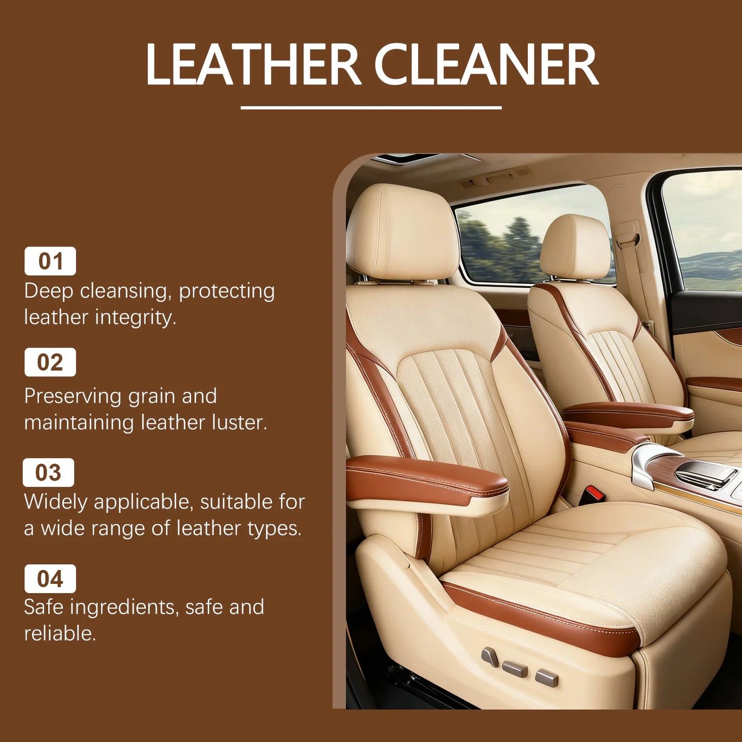 Leather Cleaner - A Universal Cleaner for Stain Removal, Refurbishing and Maintenance, Suitable for Sofas and Car Seats