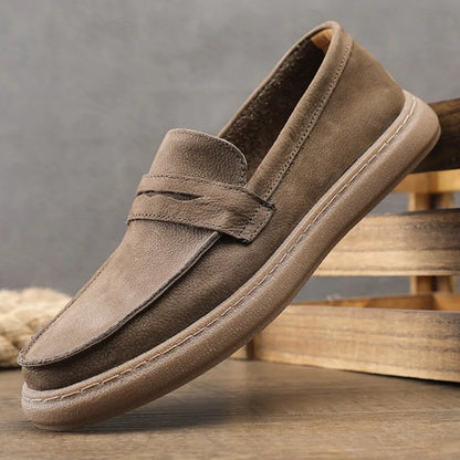 Men's Casual Leather Shoes Men Leather Original Platform Soled Cow Suede Leather Loafers Men Casual Shoes