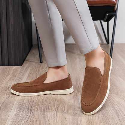 Men's Suede Leather Comfort Loafers, Flat Casual Slip-on Shoes, Fashion Suede Flats, Classic Round Toe Soft Leather Loafers 2026