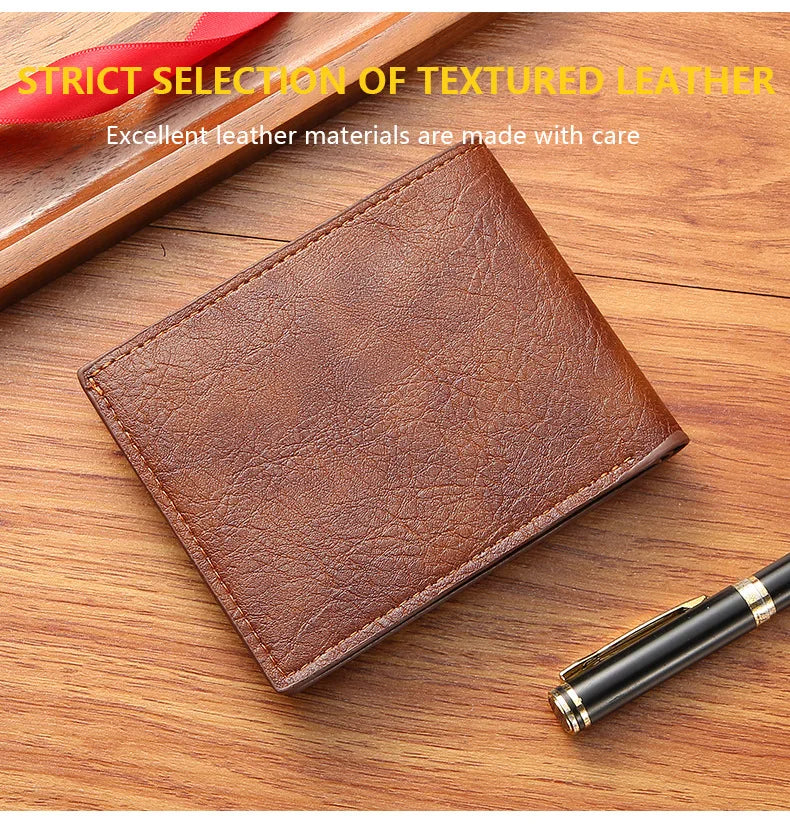 Men PU Leather Coin Purse, Large Multi Slots Card Holder, Retro Casual Wallet for Business ID Cash Dollar Coins Daily Use
