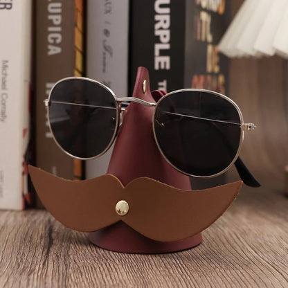 Personalized eyeglasses holder leather simple ins eyeglasses clip leather ornament set bearded eyeglasses accessories