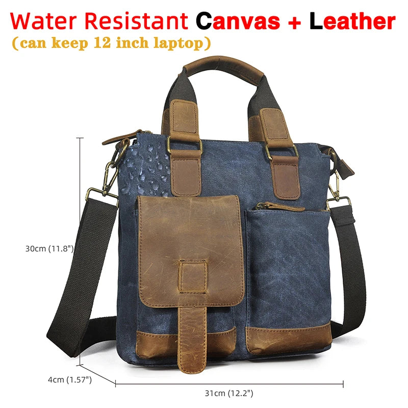 Men Original Leather Retro Designer Business Briefcase Casual 12" Laptop Travel Bag Tote Attache Messenger Bag Portfolio B259