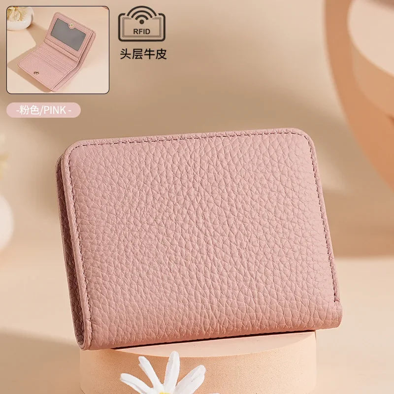 New Genuine Leather Women's Wallet Simple Mini Womens Wallets Card Bag Zipper Small Coin Bag Purse