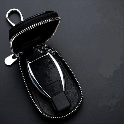 Leather Car Key Case Fashion Mini Men'S Key Wallet Pocket Key Holder Organizer Pouch Keys Organizer Large Capacity Zipper Bag