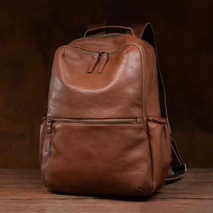 Leather Women's Outdoor Travel Backpack Vintage Large Capacity School Backpack Men's Satchel Backpack for 15.6-inch Laptop Bag
