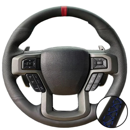 Hand Stitched Microfiber Leather King Ranch Lariat Platinum XL XLT 2015-2017 Volant Steering Wheel Cover For Ford F-150
