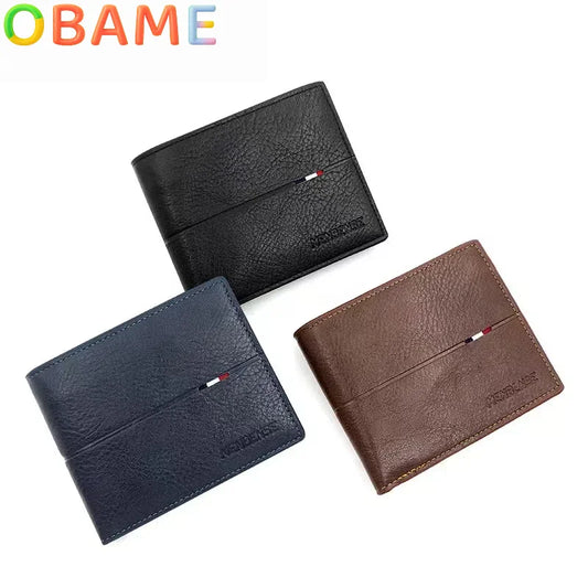 Male Purse Simple Coin Pocket High Quality PU Leather Men's Wallet Slim Men Wallets New Short Zipper Card Holder Photo Holder