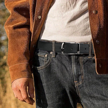 1pc Men's Business Genuine Leather Cowhide Belt, Rotating Pin Buckle Casual Belt For Men, Double-sided Wear Belt