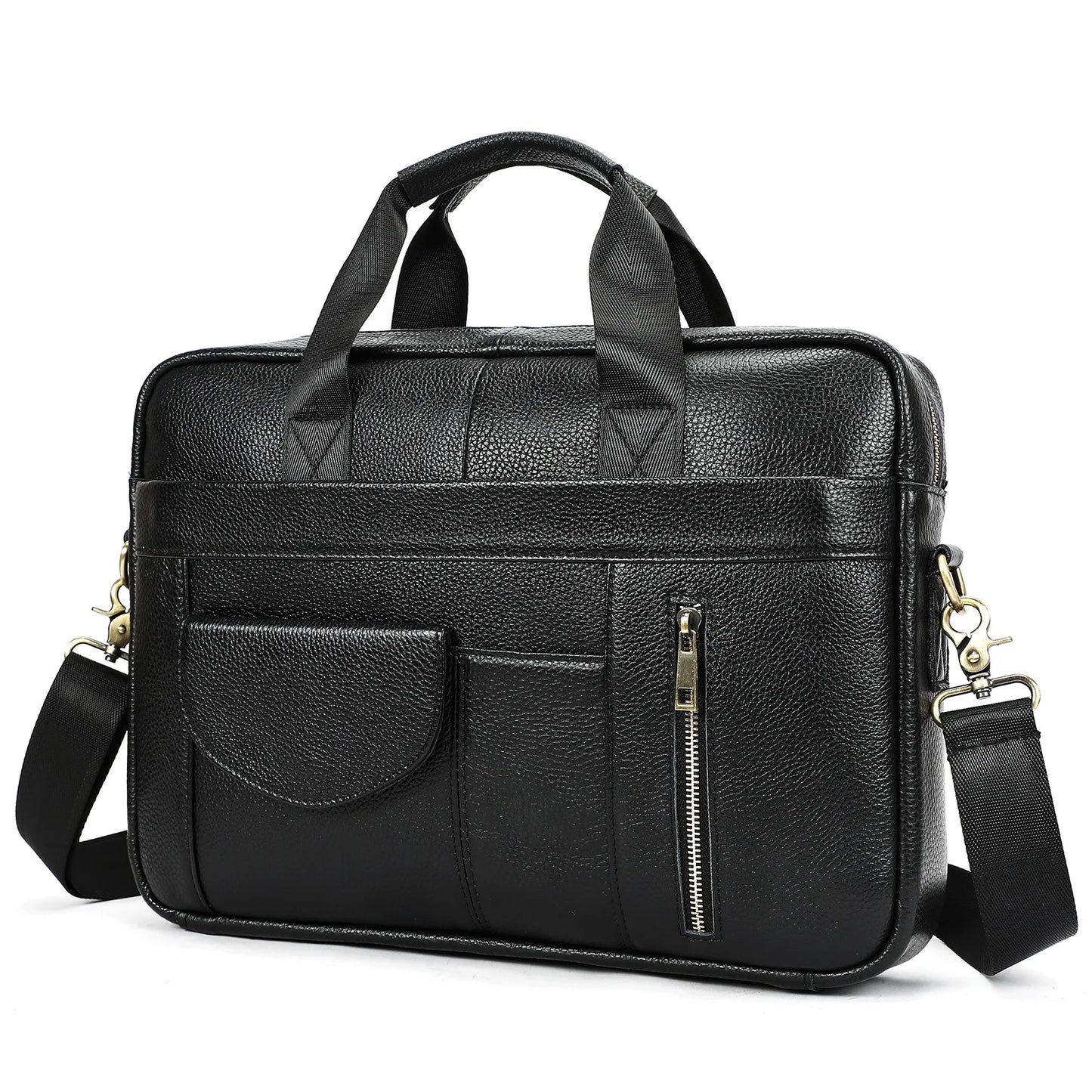 Best-selling business men's genuine leather briefcase with large capacity - 14-inch laptop carrying case - top-grade cowhide bag