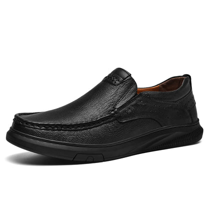 Men's Top Layer Cowhide Leather Shoes Spring Summer Casual Men's Shoes Soft Sole Comfortable Genuine Leather Men's Driving Shoes
