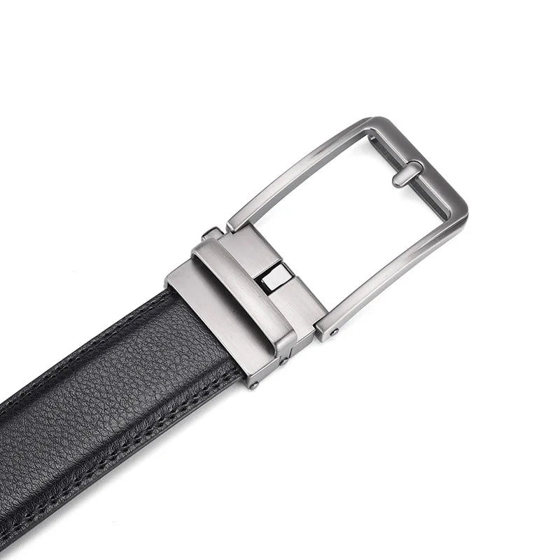New Width 3.5cm Business Men's Belt Formal Real Leather Male Belt High Quality Metal Automatic Buckle Belt for Men Jeans Belt