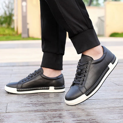 Men's Casual Leather Shoes for Men Fashion Four Seasons Breathable Lace-up Athletic Shoes Shallow Skate Shoes Large Sizes 38-48
