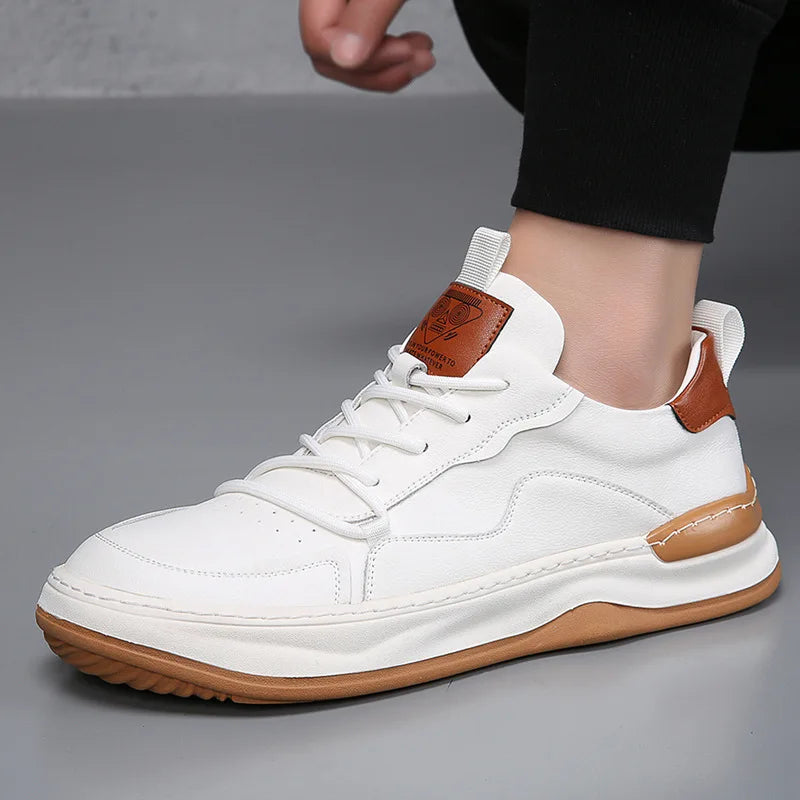 Genuine Leather Men's Shoes Thick Soles Breathable Hollow Out Casual Shoes Outdoor Men's Sports Shoes Loafers Shoes