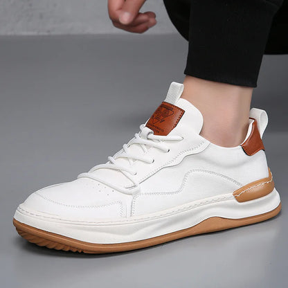 Genuine Leather Men's Shoes Thick Soles Breathable Hollow Out Casual Shoes Outdoor Men's Sports Shoes Loafers Shoes