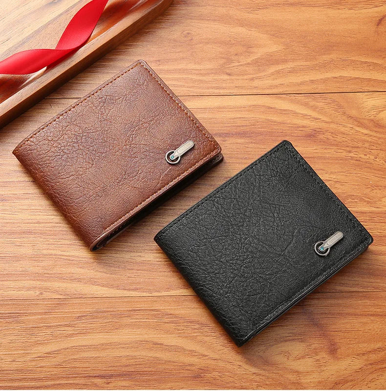 Men PU Leather Coin Purse, Large Multi Slots Card Holder, Retro Casual Wallet for Business ID Cash Dollar Coins Daily Use