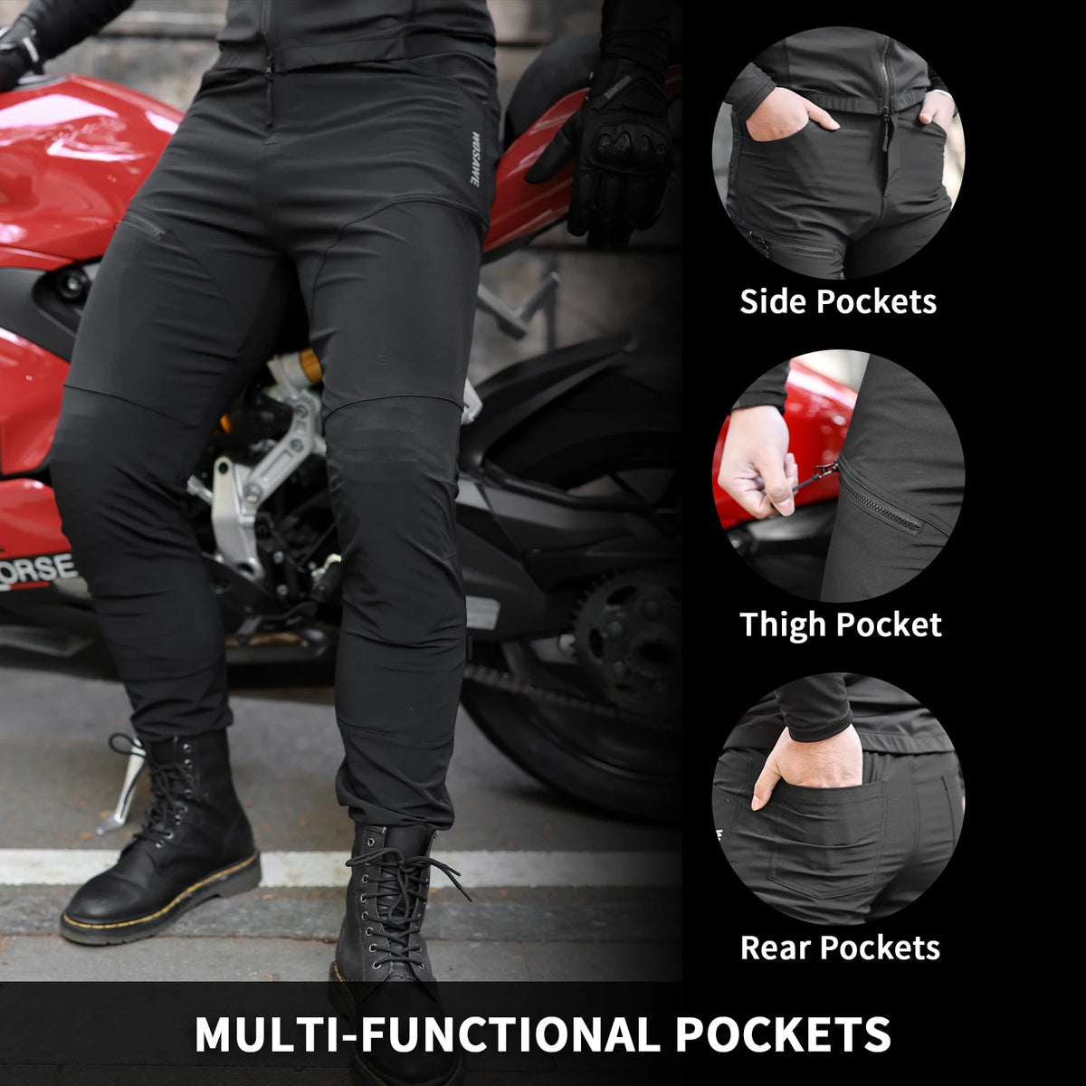 WOSAWE Men Motorcycle Riding Jacket Summer Mesh Breathable Lightweight with Removable Back Shoulder Elbow Pads Moto Gear