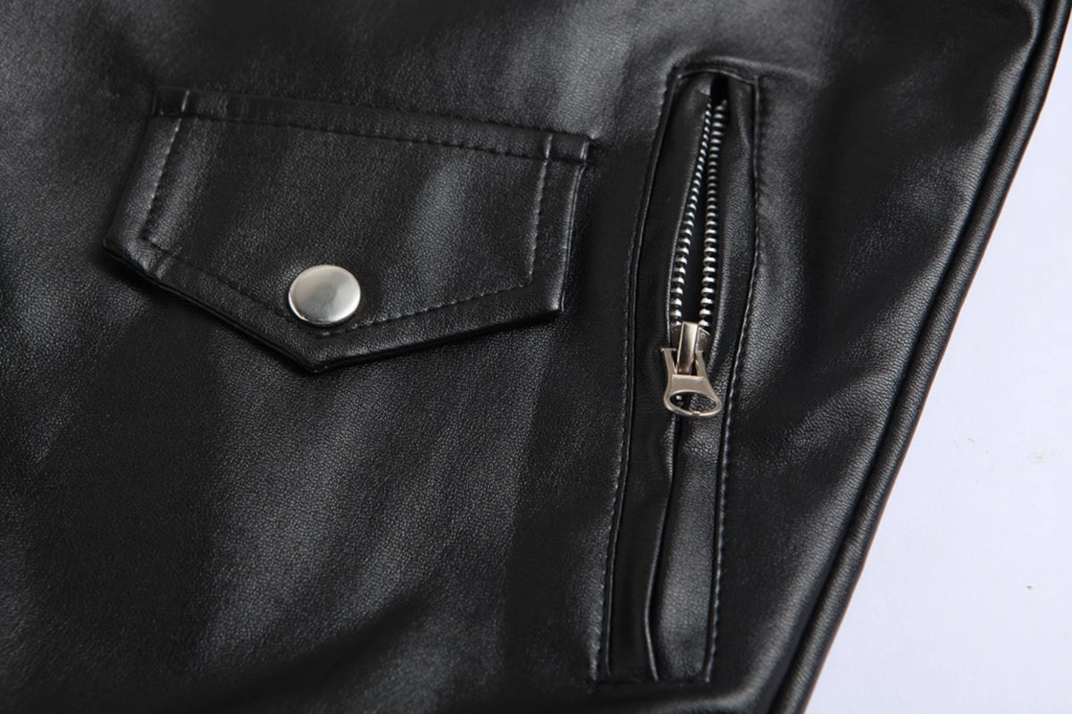 2024 Mens Fashion Leather Jacket Slim Fit Stand Collar PU Jacket Male Anti-wind Motorcycle Lapel Diagonal Zipper Punk Jackets
