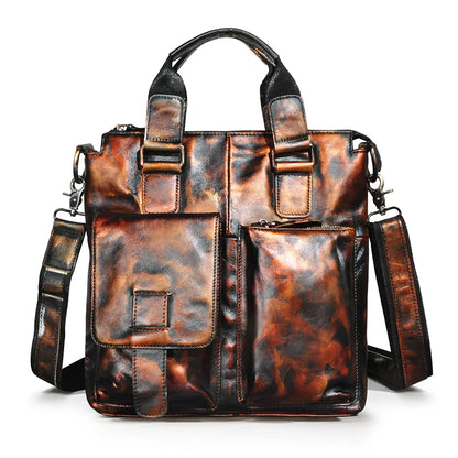 Men Original Leather Retro Designer Business Briefcase Casual 12" Laptop Travel Bag Tote Attache Messenger Bag Portfolio B259