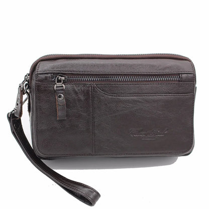 Men Clutch Wallet Bag Long Purse Genuine Leather Cigarette Case Card Holder Pocket Real Cowhide Male Money Handy Wrist Bags