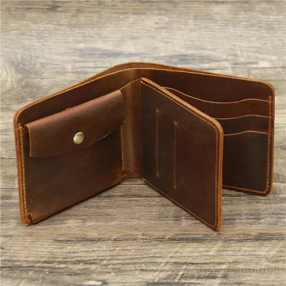 100%Genuine Leather Men's Wallets with Coin Pocket Vintage Male Short Purse Function Men Wallets with Card Holders