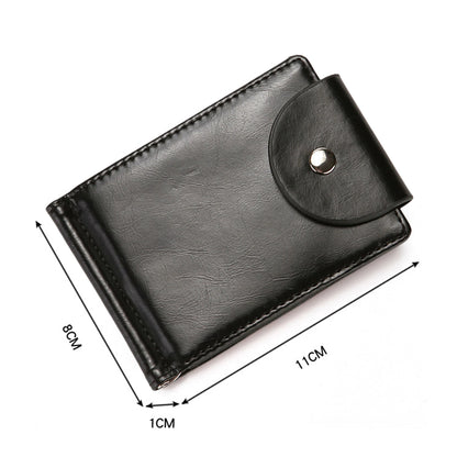 Men PU Leather Wallet With 3 Card Slots & Money Clip Business Card Holder