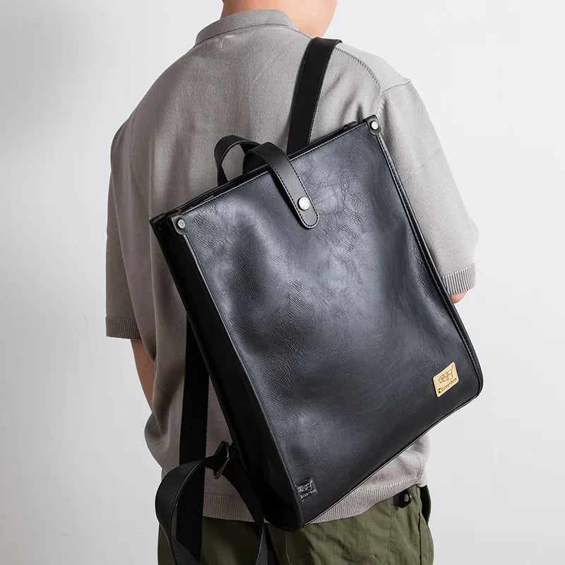 Leather Man Laptop Bags Fashion Business Men Backpacks Retro Male Travel Bag Men School Bags