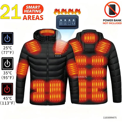 Heated Jacket Men Women USB Electric Self Heating Jacket Winter Coat Warm Hunting Camping  Hiking Skiing Clothing 2-21 Areas