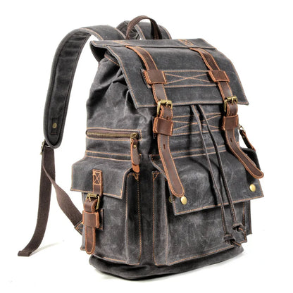 Vintage canvas backpack Leather canvas Backpack Backpack 15-inch laptop tote satchel Academy Shoulder Hiking bag