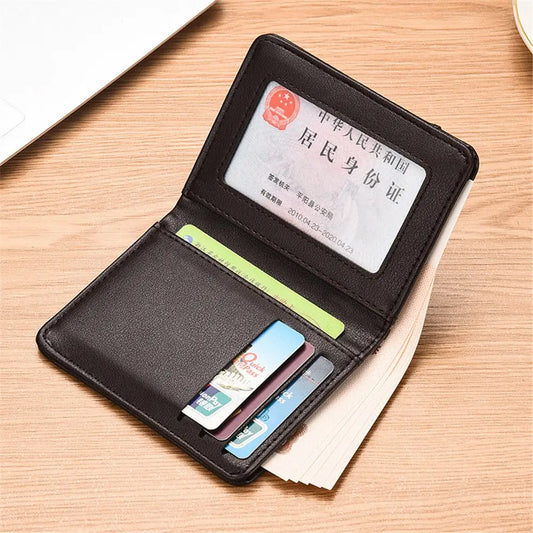 Men Bussiness Wallet Short Skin Wallets Purses PU Leather Money Clips Thin Wallet For Men Purses ID Card Holder Fashion