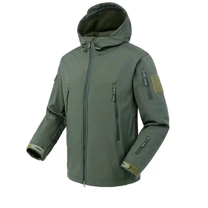 Men's Autumn Winter SoftShell Fleece Jackets Male Hood Windproof Coat Fishing Hiking Camping Climbing Skiing Warm Pants Trousers