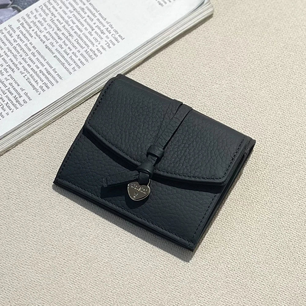 Genuine Leather Women Wallet Personalized Name Elegant Female Coin Card Wallet Custom Initials Card Holder Purse With Heart