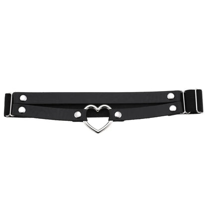 Heart Leg Garter Elastic Belt Rock Leather Leg Harness  For Women Girls Black Thigh Garter Festival Rave Accessories Adjustable