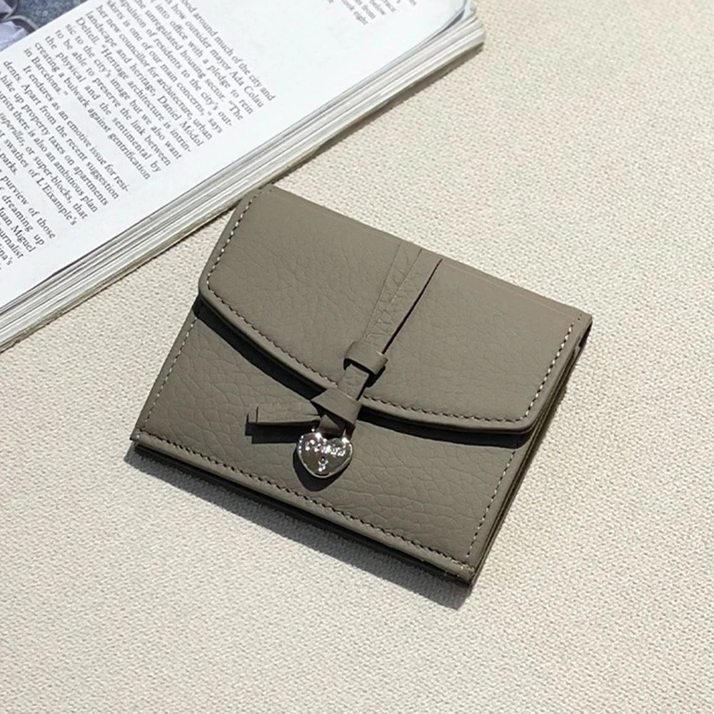 Genuine Leather Women Wallet Personalized Name Elegant Female Coin Card Wallet Custom Initials Card Holder Purse With Heart