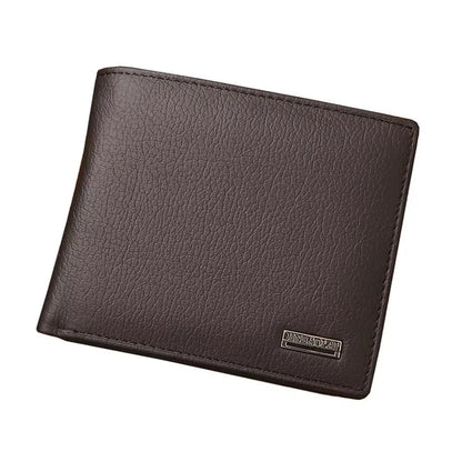 Retro Genuine Leather Men's Short Wallet with Name Engraving Card Holder Simple Zipper Coin Pocket Money Clip Male Purses