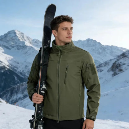 Men's Tactical Softshell Jacket European Size Windproof Waterproof Winter Hiking Ski Coat Fleece Lined Warm Jacket Men's Coat