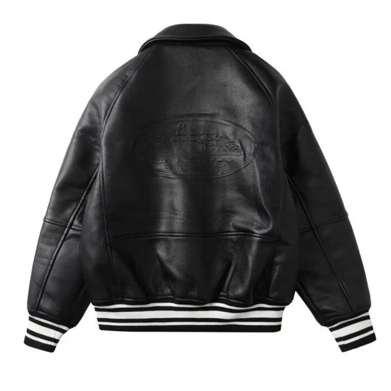 Streetwear Leather Bomber Jacets Men PU Leather Trench Coats Windbreaker for Men Vintage Padded Jackets Men Winter Clothes