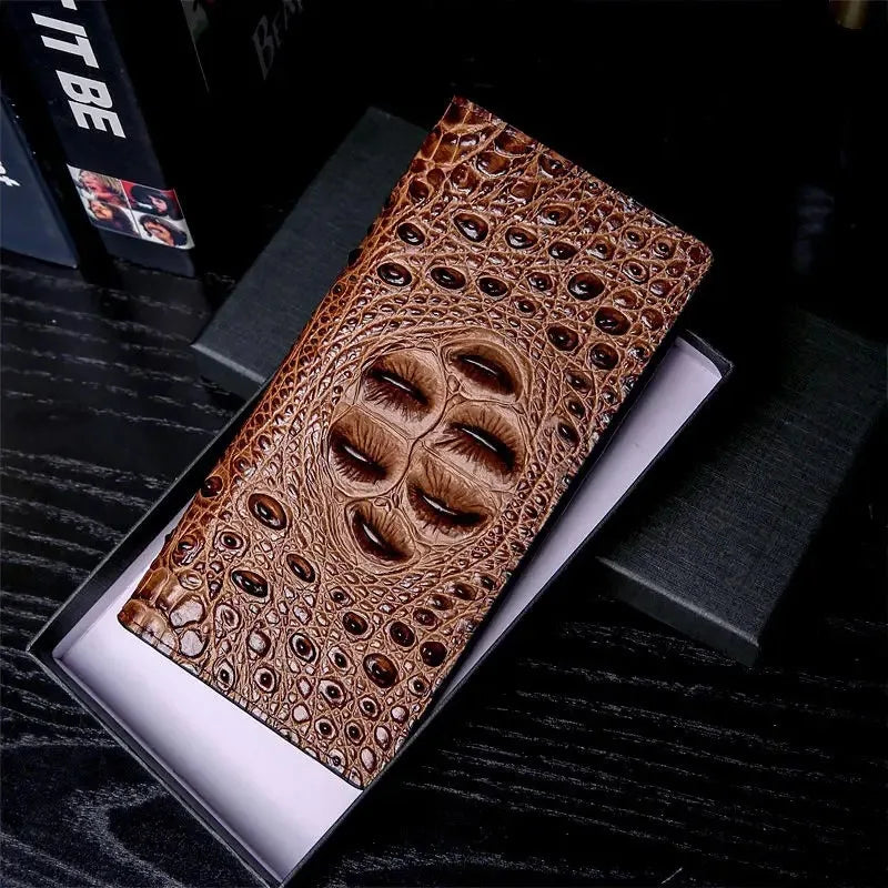 Men Wallets Business Long Crocodile Fashion Thin Short Wallet No Zipper 4 Color Pure Leather Card Wallets PJ194