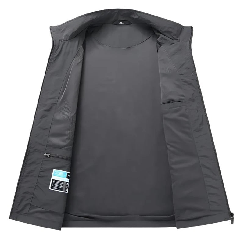Spring Autumn Men Waterproof Cargo Multi Pocket Jacket Man Sports Outdoor Tactical Zip Coat Male Run Casual High Quality Jackets