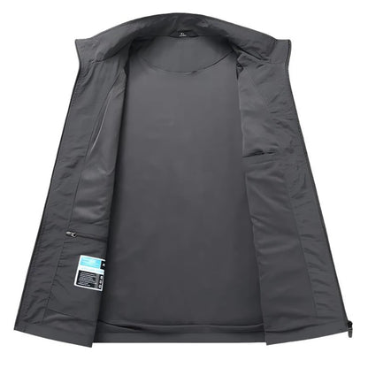 Spring Autumn Men Waterproof Cargo Multi Pocket Jacket Man Sports Outdoor Tactical Zip Coat Male Run Casual High Quality Jackets