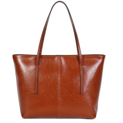 Genuine Leather Women's Large Capacity Tote Bag Women Fashion High quality Cowhide hand shoulder bag Commuter shopping bag
