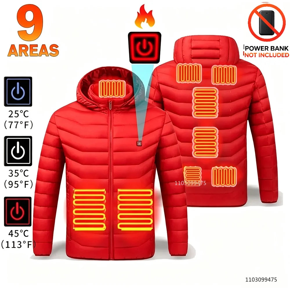 Heated Jacket Men Women USB Electric Self Heating Jacket Winter Coat Warm Hunting Camping  Hiking Skiing Clothing 2-21 Areas