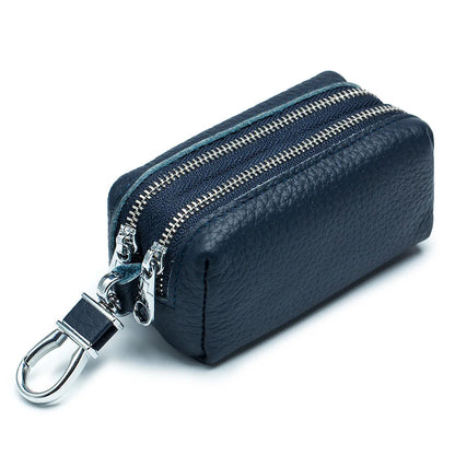 Genuine Top Grain Leather Double Layer Key Case Large Capacity Multifunctional Wallet for Men and Women, Card Holder Coin Purse