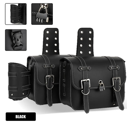 Retro Fashion Motorcycle Saddle Bags Pouch Storage Case Side Luggage Tank Suitcase Waterproof PU Leather Motorbike Accessories
