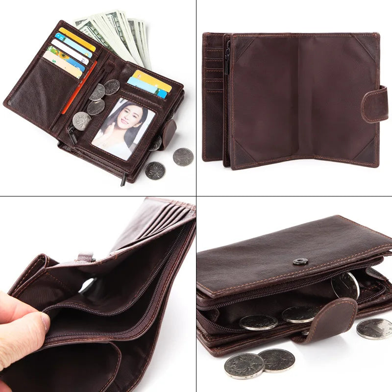  Fashion Luxury Genuine Leather Wallet For Men Multifunction Card Id Holder Coin Short Wallets Unsiex Purse portefeuilles homm