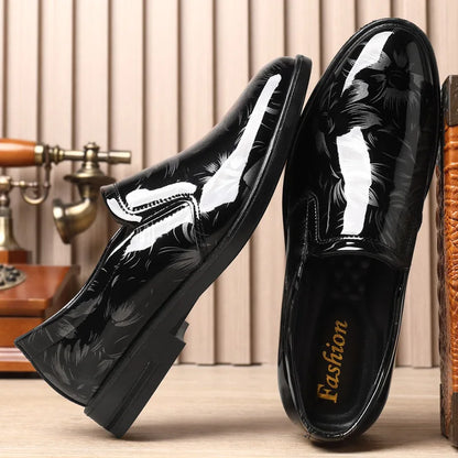 202 New Leather Shoes for Men Floral Pattern Men's Formal Shoes Luxury Business Oxford Male Office Wedding Flats Mocassin Homme