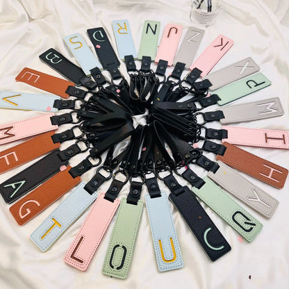 Accessory Display Hook Making Supplies Key Ring Pendant Keychain Accessories Keyring Holder Charm Gift 26 Letters Leather
