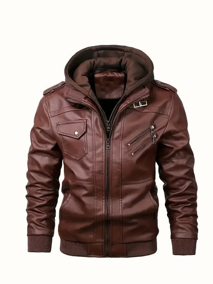 Motorcycle Leather Jackets Man Casual Fashion Motorcycle Coat Slim Fit Lapel PU Jackets Autumn Anti-wind Leather Coat Male