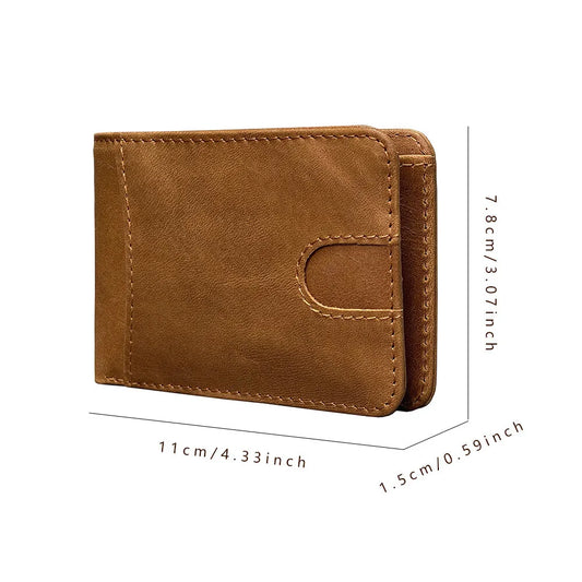 Durable Real Leather Wallets for Men Short Retro Rfid Small Purse Card Holder Simple Bifold Wallet Multiple Colors